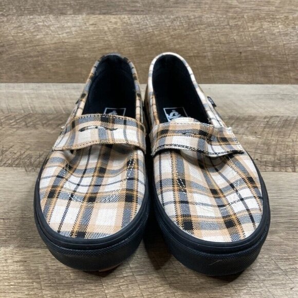 VANS Style 53 Plaid Khaki Slip On Chunky Shoes Loafers Women's Size 9.5 NEW - Picture 3 of 9